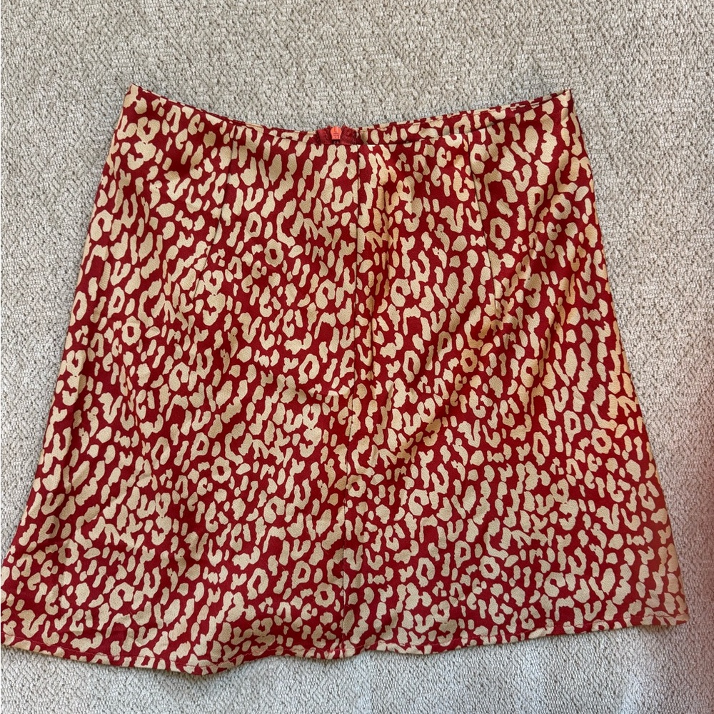 Princess Polly Red and Gold Leopard Mini Skirt